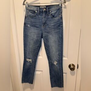 EUC Madewell Light Blue Distressed Straight Leg Jeans